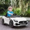 Qaba Mercedes-Benz AMG GTR Licensed 12V Kids Ride On Car With Remote Control, Soft Start, LED Lights, Music Horn & 3 Speeds For 3-6 Years, White