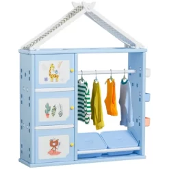 Qaba Kids Toy Storage Organizer With 2 Bins, Coat Hanger, Bookshelf And Toy Collection Shelves -Qaba GUEST 9e9fcc8c 7136 40e7 a403 ba8ffc3d16af
