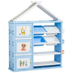 Qaba Kids Toy Storage Organizer With 4 Bins, Storage Cabinets, Bookshelf And 4-Layers Toy Collection Shelves -Qaba GUEST 9faa05c3 daba 4067 b7cd 7e398de1f000