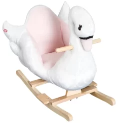 Qaba Kids Ride On Rocking Horse Plush Swan Style Toy With Music For Over 18 Months Children, White And Pink -Qaba GUEST a0fed2e9 63fe 49b7 8d11 10f7ab199af6