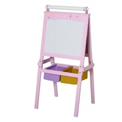 Qaba 3 In 1 Kids Wooden Art Easel With Paper Roll Double-Sided Chalkboard & Whiteboard With Storage Baskets Gift For Toddler Girl Age 3 Years+ Pink -Qaba GUEST a2eab590 7f5e 4208 8bd9 e584cf312cfd