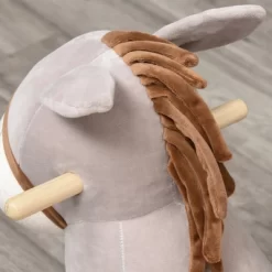 Qaba Kids Rocking Chair, Plush Ride On Rocking Horse Donkey With Sound, Wood Base Seat, Safety Belt, Baby Toddler Rocker Toy For 18 - 36 Months, Gray -Qaba GUEST ad5a426b 5607 4086 85fc d798936410c0