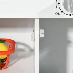 Qaba Wooden Play Kitchen, Kids Kitchen Playset With Sound Effects And Lights, Children's Imaginative Pretend Toy, Faucet Clock, 3-6 Years Old, Blue -Qaba GUEST af538435 59d5 4cf5 91ab 132c56066f99