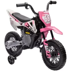 Qaba Kids Motorcycle With Twist Grip Throttle, 12V Electric Motorcycle With Training Wheels, Rear Suspension, Music For Aged 3-6 Years -Qaba GUEST af631d95 6af0 4837 8c72 c06585489242