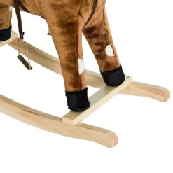 Qaba Kids Metal Plush Ride-On Rocking Horse Chair Toy With Nursery Rhyme Music - Dark Brown -Qaba GUEST b0a056b7 1c7e 426e 8ff4 b6ae887ce3ad