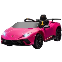 Qaba 12V Lamborghini Huracan Licensed Kids Electric Car With Parent Remote Control, Spring Suspension, Transport Wheel, Soft Start, LED Lights, Pink -Qaba GUEST b3ced88d ffe7 4590 a976 e94c1ab5ec05