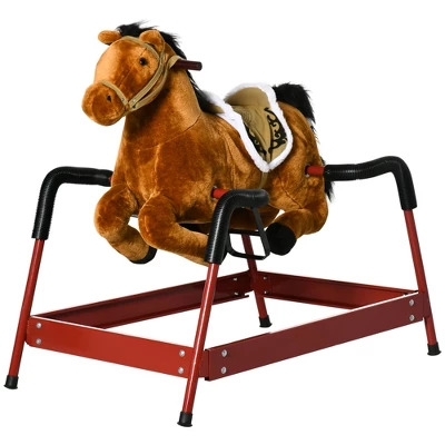 Qaba Kids Spring Rocking Horse, Ride On Horse For Girls And Boys With Animal Sounds, Plush Horse Ride-on With Soft Feel, Interactive Toy For Kids 3 Qaba Kids Spring Rocking Horse, Ride On Horse For Girls And Boys With Animal Sounds, Plush Horse Ride-on With Soft Feel, Interactive Toy For Kids - Image 3
