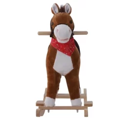Qaba Kids Ride On Rocking Horse Plush Toy With Realistic Sounds And Red Scarf For Over 3 Years Old Birth Gift -Qaba GUEST b863a0cb 6c50 4bcd 9ae5 246358aaf121