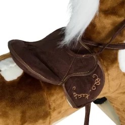 Qaba Kids Metal Plush Ride-On Rocking Horse Chair Toy With Nursery Rhyme Music - Dark Brown -Qaba GUEST b8b6a152 de1b 498b 91c4 86874ebbf471