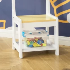 Qaba 3-in-1 Activity Table And Chair Set, Modern Kids Writing Desk Set, Bricks And Roads Style Table And Chair Set, 3pc Total, White -Qaba GUEST b9406ed9 95d1 469d b31a 5ceafd936f9c