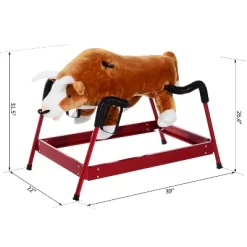 Qaba Plush Spring Rodeo Bull Style Kids Ride-On Toy Rocking Horse With Realistic Sounds -Qaba GUEST c0233b04 891a 4d28 a860 77210003e118