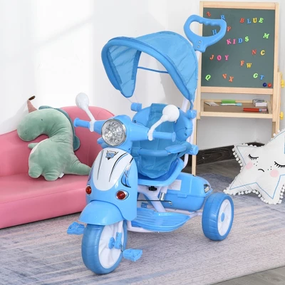 Qaba Children Ride-On Moped Tricycle With A Stylish Design & Interactive Music & Lighting Functions 1 Qaba Children Ride-On Moped Tricycle With A Stylish Design & Interactive Music & Lighting Functions
