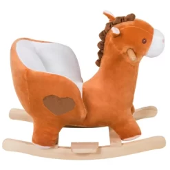 Qaba Kids Ride On Rocking Horse, Plush Animal Toy Sturdy Wooden Rocker With Songs For Boys Or Girls -Qaba GUEST c6d2c423 bb13 4ccb 87a3 e771abb4eb93