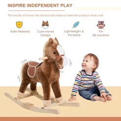 Qaba Kids Plush Toy Rocking Horse Ride On With Realistic Sounds - Brown 8 Qaba Kids Plush Toy Rocking Horse Ride On With Realistic Sounds - Brown -Qaba GUEST c78b1b6a 4c32 47c1 9725 97a02816e476