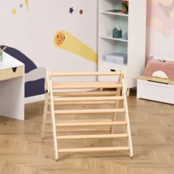 Qaba Triangle Ladder For Toddlers With Foldable Design For Easy Storage In Home Toddler Gym Space, Fine Motor Skills Toy