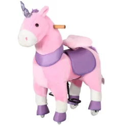 Qaba Ride On Real Walking Unicorn With Sparkly Horn, Soft Plush Ride On Rocking Horse Bearing 176lbs, Imaginative Interactive Toy For Kids, Unicorn -Qaba GUEST cf346200 49df 46df 8dd5 1c7faccf884a