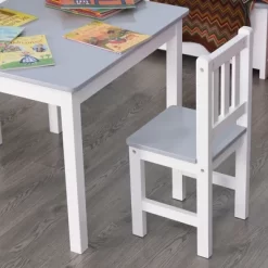 Qaba Kids Table And Chair Set For Arts, Meals, Lightweight Wooden Homework Activity Center, Toddlers Age 3+, Gray -Qaba GUEST d0bf6846 6423 45bd 8263 00ff71754f08