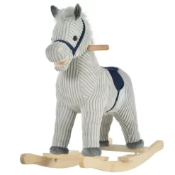Qaba Kids Rocking Horse, Plush Ride On Horse, Toddler Rocker For 36-72 Months Boys And Girls With Realistic Sounds, Gray -Qaba GUEST d0d4b6da 34d9 4812 8aa8 5e569f0ec81d