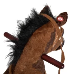 Qaba Kids Metal Plush Ride-On Rocking Horse Chair Toy With Realistic Sounds - Dark Brown/White -Qaba GUEST d29c3104 5d7d 4dad 93c1 c5e87ec11ea0