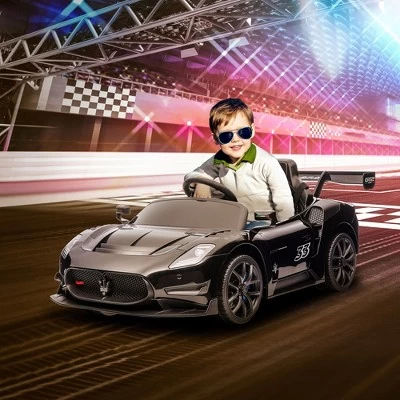 Qaba Maserati GT2 Licensed Ride On Car, 12V 3MPH Battery Powered Electric Car For Kids With Shock-Absorbers, Auxiliary Wheels, Remote, Horn, Black 2 Qaba Maserati GT2 Licensed Ride On Car, 12V 3MPH Battery Powered Electric Car For Kids With Shock-Absorbers, Auxiliary Wheels, Remote, Horn, Black - Image 2