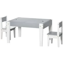 Qaba Large Kids Table And Chairs Set With Storage, Toddler Activity Table, Gray -Qaba GUEST d5c55592 3bf9 47df 9dce da9c38b06349