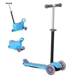 Qaba 3-in-1 Kids Scooter, Sliding Walker & Push Rider, With 3 Balanced Wheels, Adjustable Height, And Removable Storage Seat, Toy Vehicle For 2-6 Year Olds -Qaba GUEST d8896d64 cb5b 443a a35a 03e3a3288e84