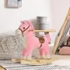 Qaba Rocking Horse Plush Animal On Wooden Rockers With Sounds, Wooden Base, Baby Rocking Chair For 36-72 Months