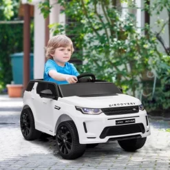 Qaba Land Rover Discovery Sport Licensed 12V Kids Ride On Car, Battery Powered Toy Car W/ Remote Control Soft Start, LED Lights, Music Horn, White