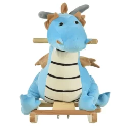 Qaba Kids Plush Ride-On Rocking Horse Toy Dinosaur Ride Rocking Chair With Realistic Sounds For18-36 Months, Blue -Qaba GUEST e27d9190 e5d4 4053 8229 de7b4bea485a