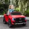 Qaba Ford Ranger Licensed 12V Kids Ride On Car, Kids Electric Car With Remote, Spring Suspension, Toy Storage, LED Headlights, Music Horn, Red