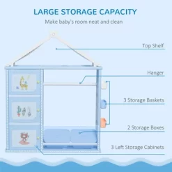 Qaba Kids Toy Storage Organizer With 2 Bins, Coat Hanger, Bookshelf And Toy Collection Shelves -Qaba GUEST eb2dfe79 17f1 4786 8c10 5e29313948ae