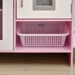 Qaba Pretend Play Kitchen With Sound Effects And Stove Lights, Kids Kitchen Playset With Storage, Water Dispenser For 3-6 Years Old, Pink -Qaba GUEST eb7def28 de3e 450f b60d 745f173d08c0