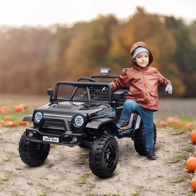 Qaba 12V Ride On Car, Ride On Truck, Battery Powered Toy Car With Remote, 4 Suspension Wheels, 3 MPH Max Speeds, Music, Horn & Lights, Black 2 Qaba 12V Ride On Car, Ride On Truck, Battery Powered Toy Car With Remote, 4 Suspension Wheels, 3 MPH Max Speeds, Music, Horn & Lights, Black - Image 2