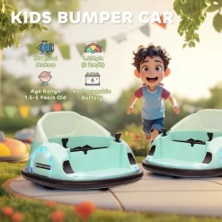 Qaba 12V Electric Ride On Bumper Car For Kids 1.5-5 Years Old, Baby Bumper Car With Remote Control, Green -Qaba GUEST ecc9c63b 6dfa 44b1 a6d8 dbb04e5700f1