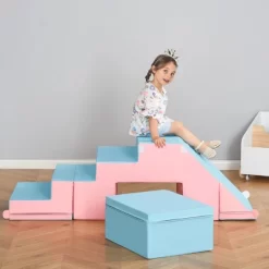 Qaba Foam Play Set For Toddlers And Children, Easy-to-clean 2 Piece Soft & Safe Kids Climbing Set For Crawling Or Sliding, Multicolor -Qaba GUEST f0e8c08e b4a4 4caa 9d99 9e19b36d3bda
