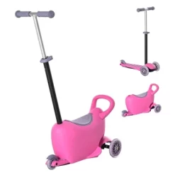 Qaba 3-in-1 Kids Scooter, Sliding Walker & Push Rider, With 3 Balanced Wheels, Adjustable Height, And Removable Storage Seat, Toy Vehicle For 2-6 Year Olds -Qaba GUEST f2356ce9 8434 47bd 85c7 484760d5f59e