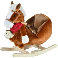 Qaba Kids Ride-On Rocking Horse Toy Rocker With Fun Song Music & Soft Plush Fabric For Children 18-36 Months -Qaba GUEST f7b569e0 ace8 4a96 9983 380c3ebc9976