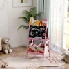 Qaba Easel For Kids, Double-Sided Kids Easel With Whiteboard, Chalkboard, Storage Boxes, Toddler Easel For 3-8 Years, Pink
