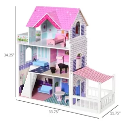 Qaba Kids Wooden Multi-Level Dream House Villa Kit With Furniture And Accessories -Qaba GUEST f9159f7a 3eb1 43c2 bfce 2c96189e6b41