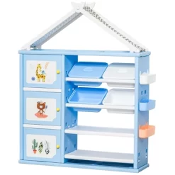 Qaba Kids Toy Storage Organizer With 4 Bins, Storage Cabinets, Bookshelf And 4-Layers Toy Collection Shelves -Qaba GUEST fa204c00 94ce 42c0 a1c7 ae29847212a4