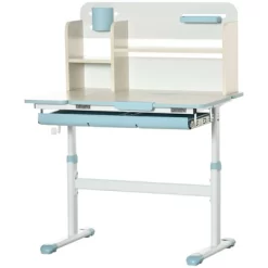 Qaba Kids Desk, Height Adjustable Children School Study Table, Student Writing Desk With Tilt Desktop, Drawer, Storage Shelf, Pen Holder -Qaba GUEST fd2a1ed2 b422 4bfd 98a5 cc4a31e359bc